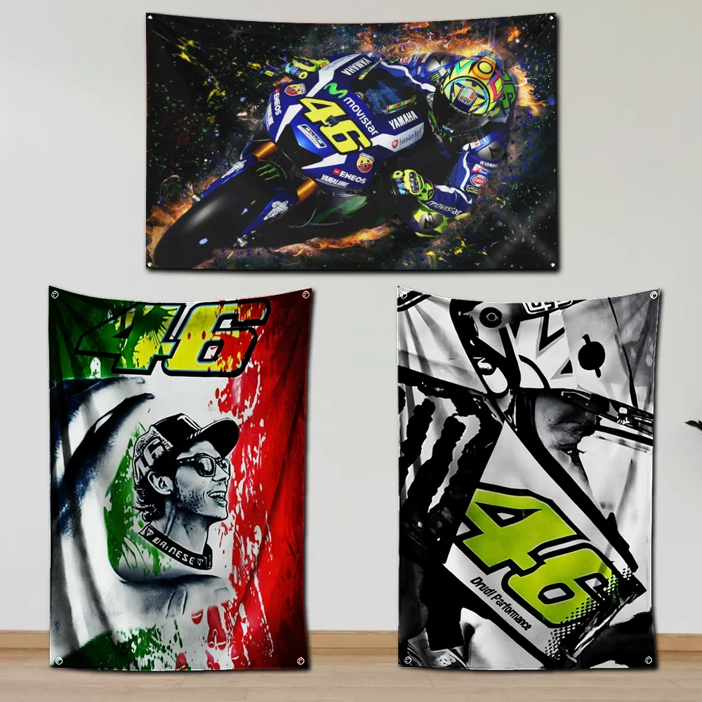 

3x5 Ft Motorcycle Racing Doctor Flag Polyester Digital Printing Banner for Wall Art Out Door Decoration With Brass 46 Grommets