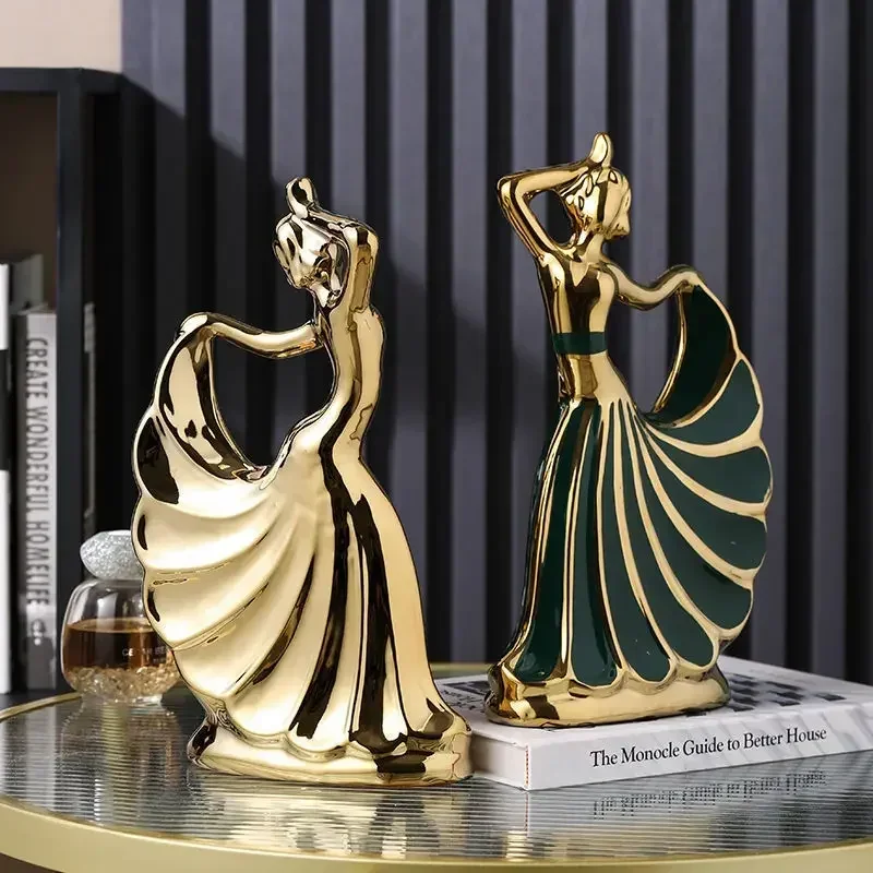 

Modern Creative Dancer Girl Ceramic Adornment Office Desktop Study Room Sculpture Crafts Home Cabinet Table Figurines Decoration