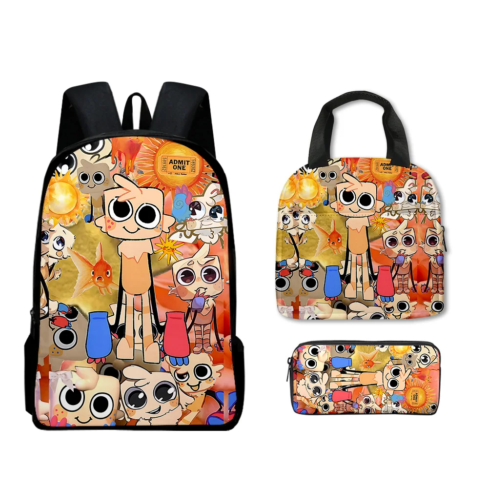 Harajuku Novelty Cool New Dandy\'s World 3D Print 3pcs/Set pupil School Bags Laptop Daypack Backpack Lunch bag Pencil Case