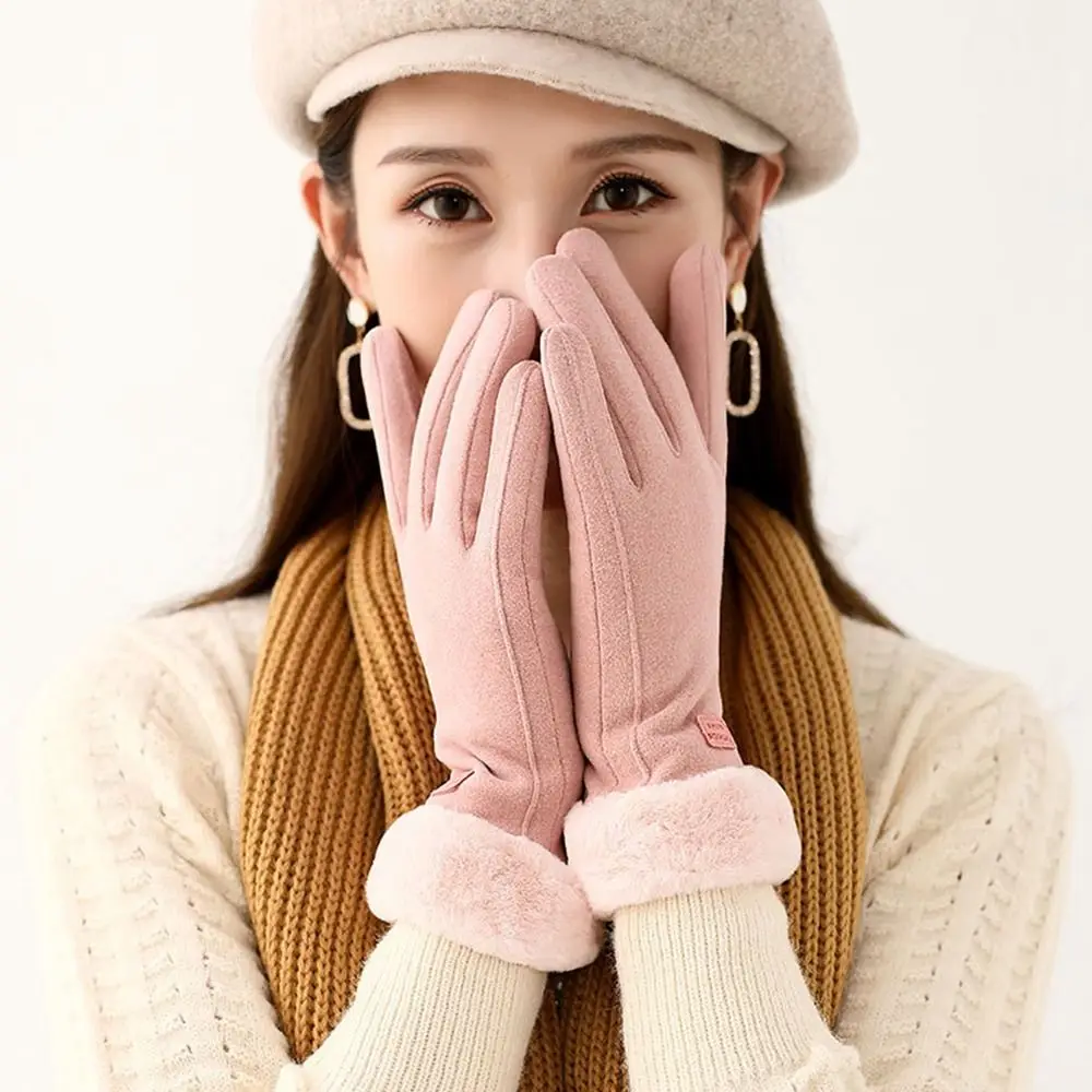 

All-Match Velvet Plush Gloves Thick Soft Winter Gloves Windproof Waterproof Women Mittens Cycling