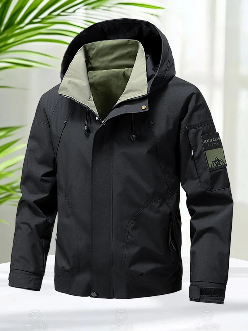 Giacca impermeabile da uomo Outdoor Softshell Zip Up Giacca con cappuccio Giacca a vento Escursionismo Cappotti da campeggio Cappotti leggeri primaverili autunnali