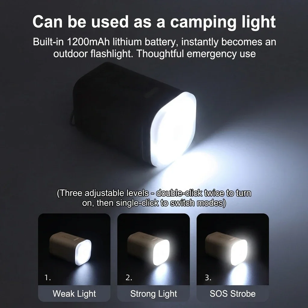 Mini Electric Inflatable Pump 3-in-1 with Lights Wireless Air Compressor for Camping Hiking Inflate & Deflate Equipment