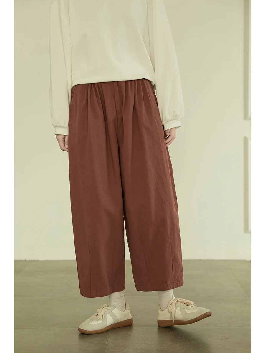High Waist Straight Leg Casual Pants Spring 2024 Slimming Loose Fit Japanese Sle Cotton Sweet Sle Women's Pants