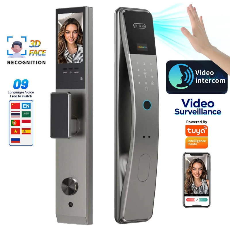 

Smart Automatic Fingerprint Lock 3D Facial Recognition Visual Intercom Password Lock Electronic Lock Entry Door