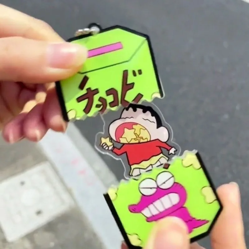 Anime Crayon Shin-Chan Adjustable Keychain Cartoon Eating Cookies Schoolbag Pendant Decoration Toys Keyring Birthday Gifts