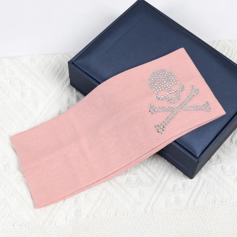 Damen Mode Schlichte Stirnbänder Totenkopf-Design Strass Elastisches Schwarzes Y2K Stirnband für Mädchen Lässige Haarbänder Accessoires – Detail 7