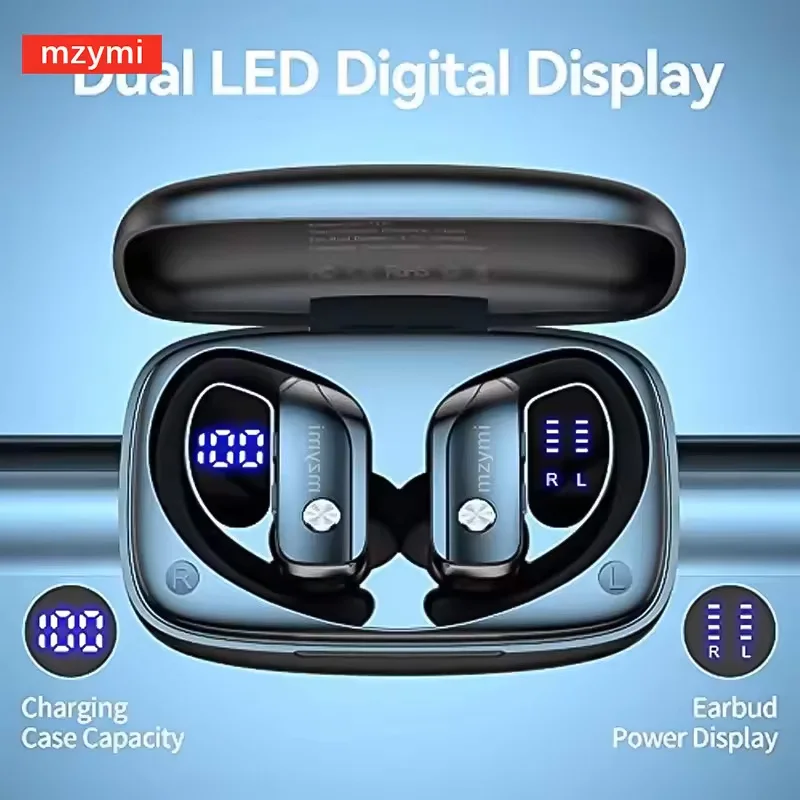 mы T16 مع براعم عرض LED سماعات أذن لاسلكية سماعات بلوتوث سماعات أذن رياضية مع صندوق شحن خطافات الأذن للهواتف الذكية