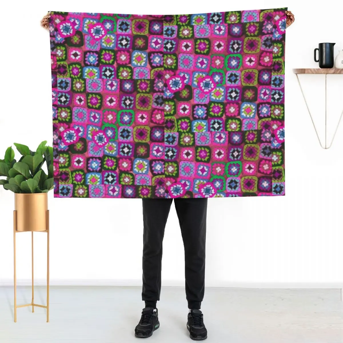 Crochet blanket granny square vintage Throw Blanket Summer Cool Breathable Blanket for Sleeping