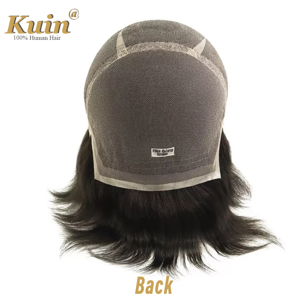 Wig Rambut Penuh 6" French Lace Ukuran Sedang Full Cap Pengganti Rambut Untuk Pria Botak Prostesis Kapiler Rambut Untuk Pria