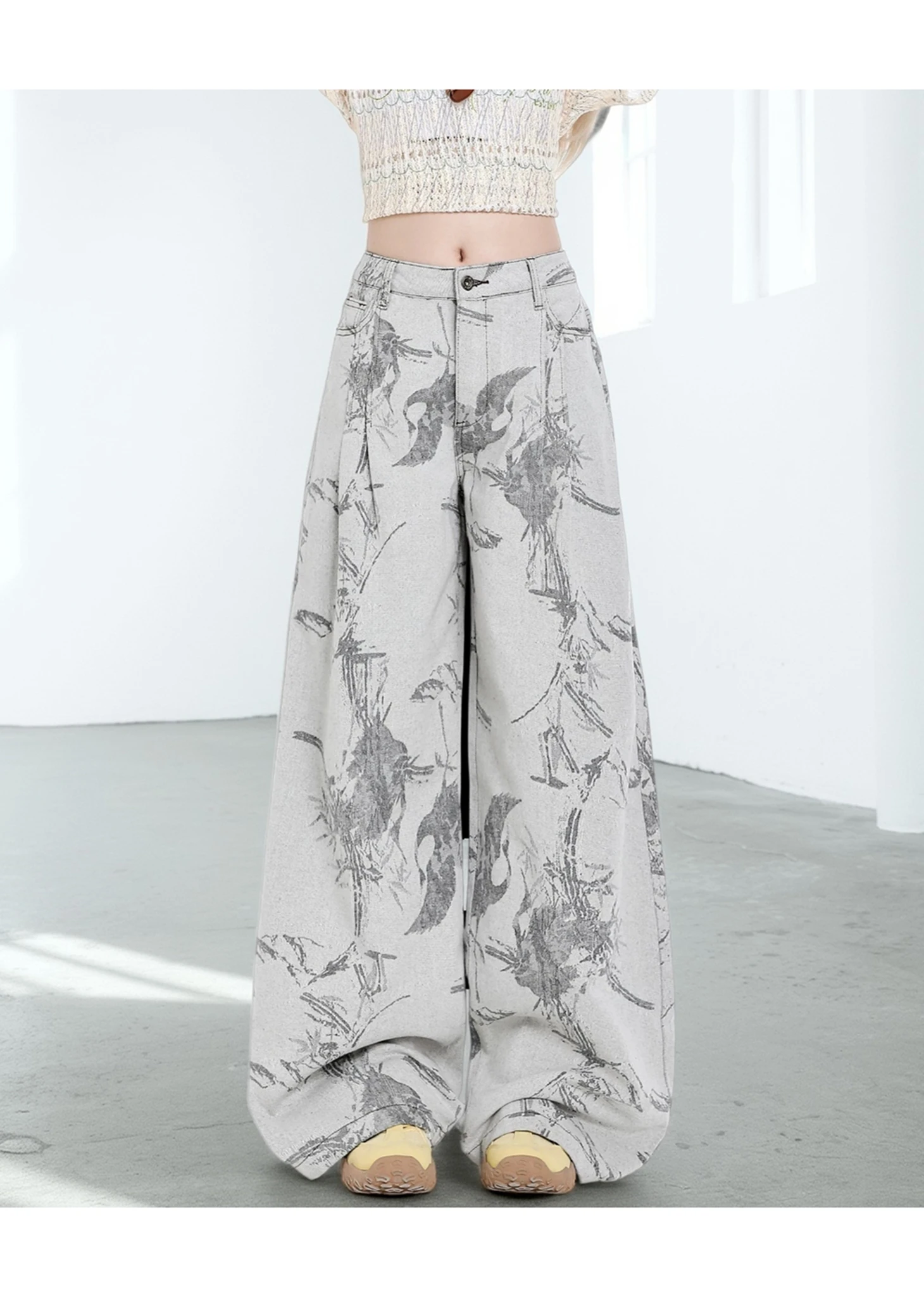 

CHIC уличные женские джинсы контрастного цвета жаккардовые джинсовые брюки мужские американские ретро потертые широкие брюки с высокой талией женские