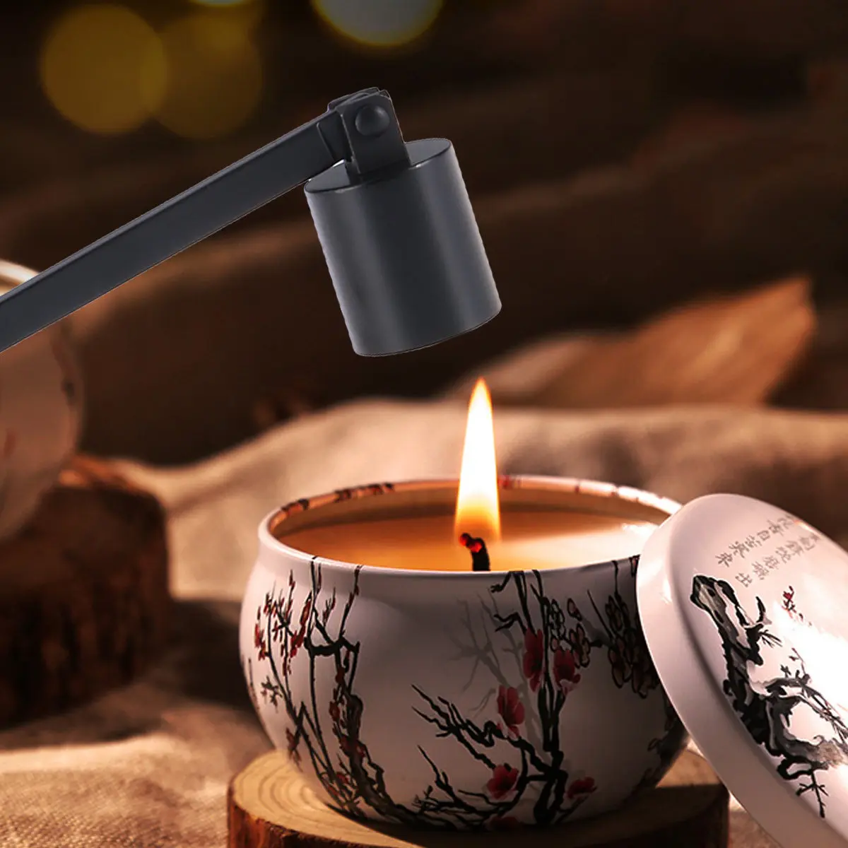 Stainless Steel Snuffer Black Straight Extinguisher for Home Wedding Party Accessory Gift Wick Trimmer
