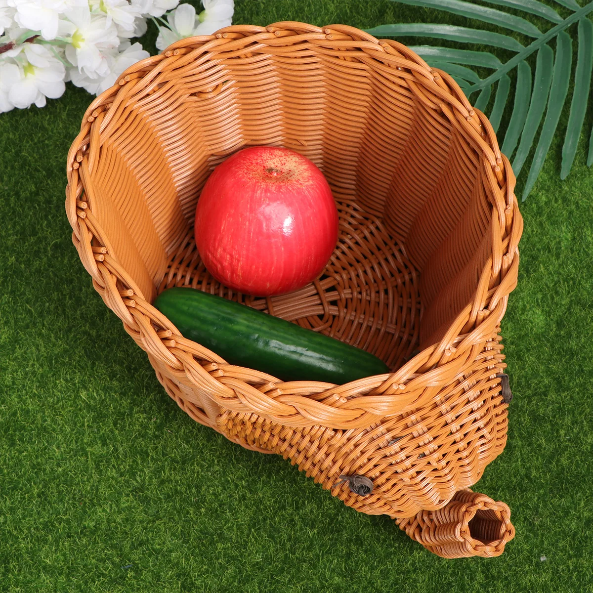 

1pc Elephant Snack Basket Hand Woven Storage Container Creative Design Fruit Holder Desktop Organizer Home Gift Light Brown