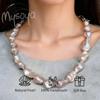 

MYSOYA 13-18 мм жемчужное ожерелье в стиле барокко с застежкой OT, подарочная коробка, индивидуальный подарок, идеально подходящий для свадьбы, дня рождения, Рождества, Нового года
