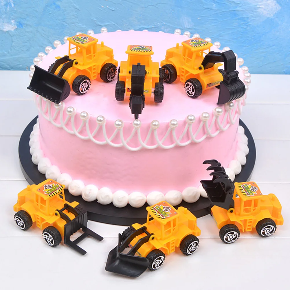 

6pcs Engineering Truck Cake Topper Decor Reusable Construction Vehicle Party Decoration For Kids Birthday Cake Decorations
