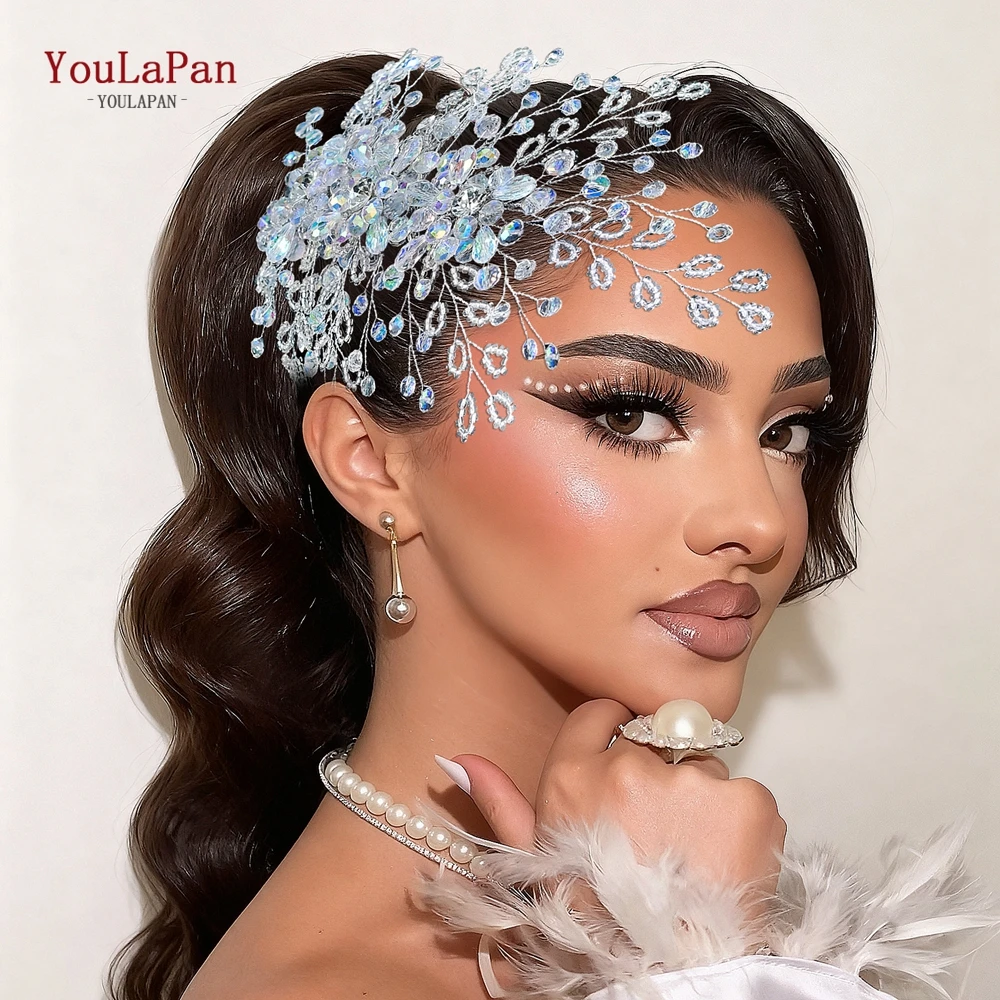 

YouLaPan Colorful Crystal Bride Hair Comb Vintage Wedding Beaded Headpieces Hair Accessories Handmade Banquet Headwear HP949
