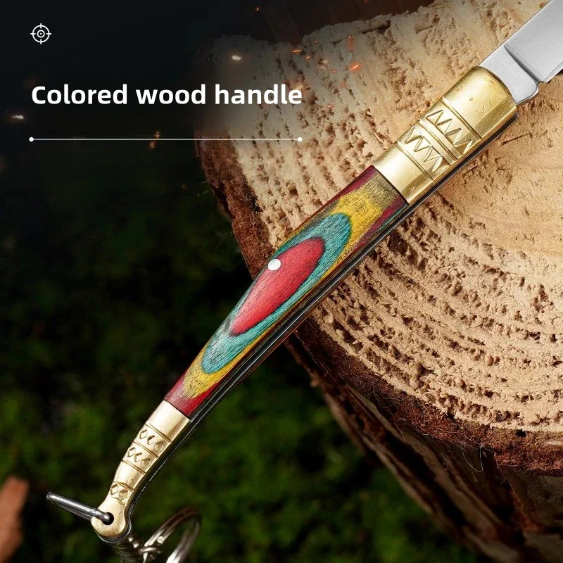 Colored Wood Outdoor Camping Convenient Folding Knife Household Keychain Tibetan Multi Functional Pocket Tactical Knife