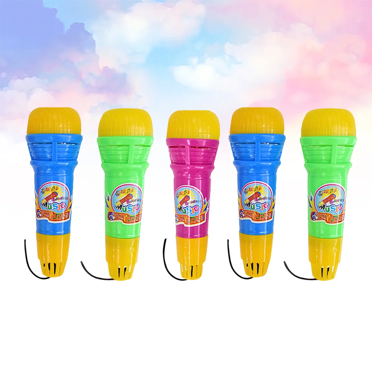 

5pcs Microphone Toy Kids Plastic Microphone Child Playthings Random Color Cartoon Design Portable Safe Fun Role Play