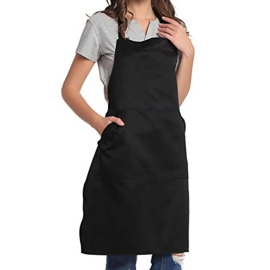 

Adjustable Bib Apron with Long Ties for Women Men 18 Colors Chef Kitchen Cooking