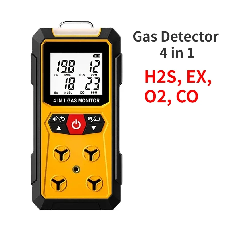 Gas Analyzer Leak Detector Air Quality Monitor 4 in 1 Oxygen O2 Carbon Monoxide CO H2S Ex Combustible   Meter