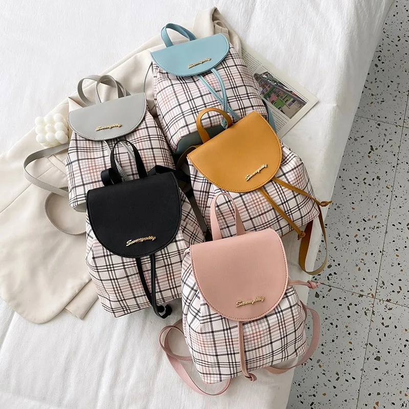 Ransel Wanita Tas Kecil Kulit PU Tas Tangan Motif Retro Dompet Ponsel Tas Sekolah Multifungsi Ransel Perjalanan Luar Ruangan