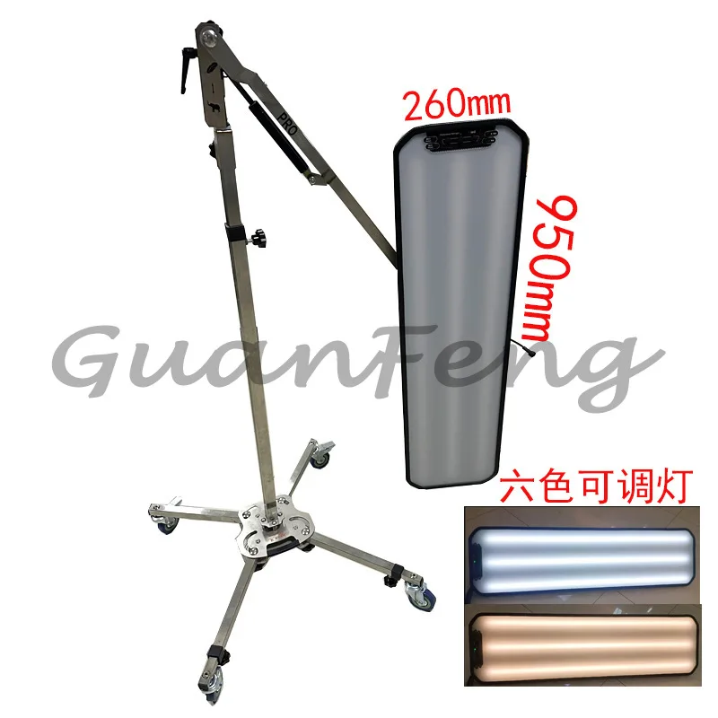 6‑LED Car Dent Repair Leveling Light, Adjustable Floor Bracket Pulley Lamp for Automobile Pit Dent Detection