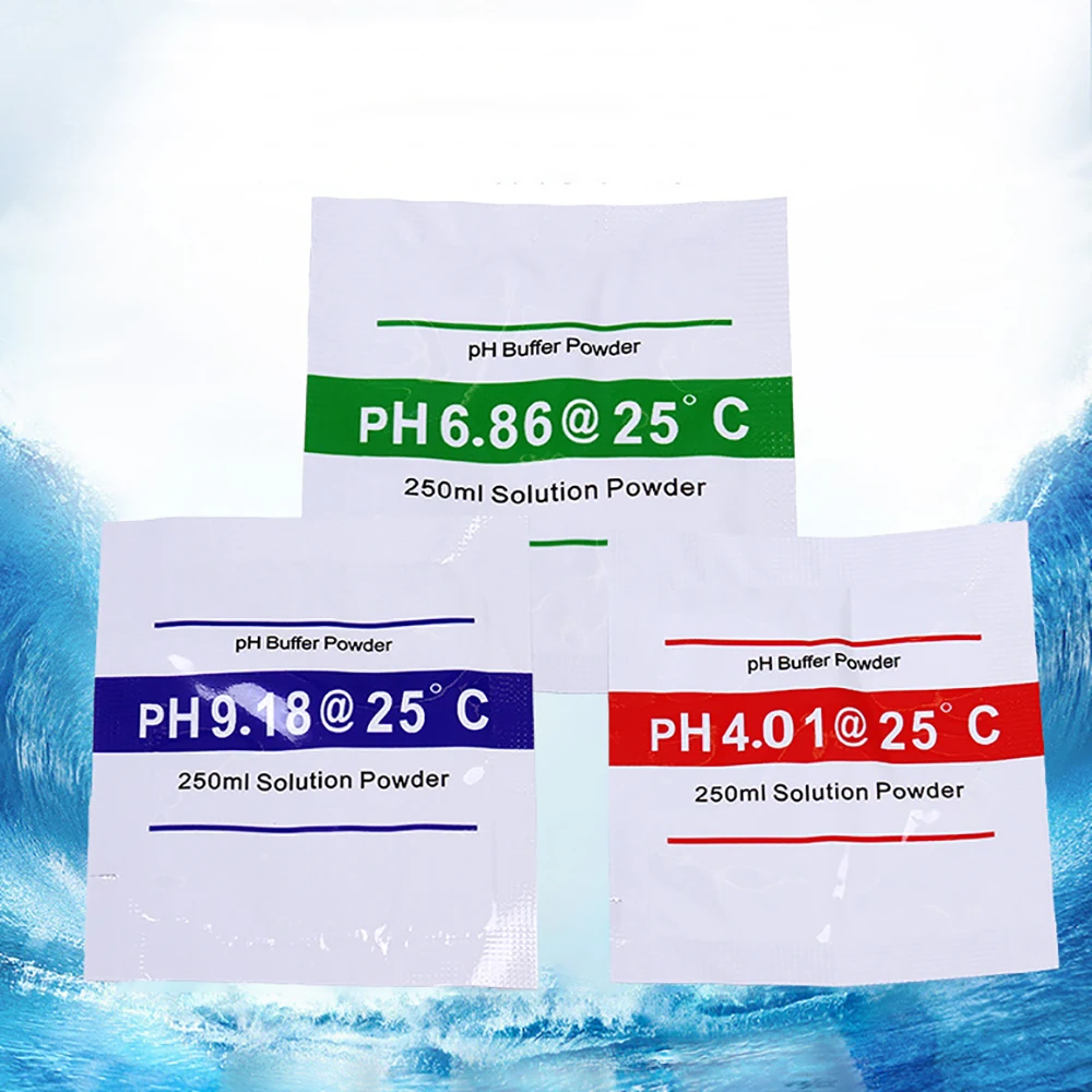 3pcs/kit Portable PH Buffer Meter Aligner Calibrated Liquid Solution Powder Ph4.01/6.86/9.18 Test Drink Water Aquarium Swim Pool