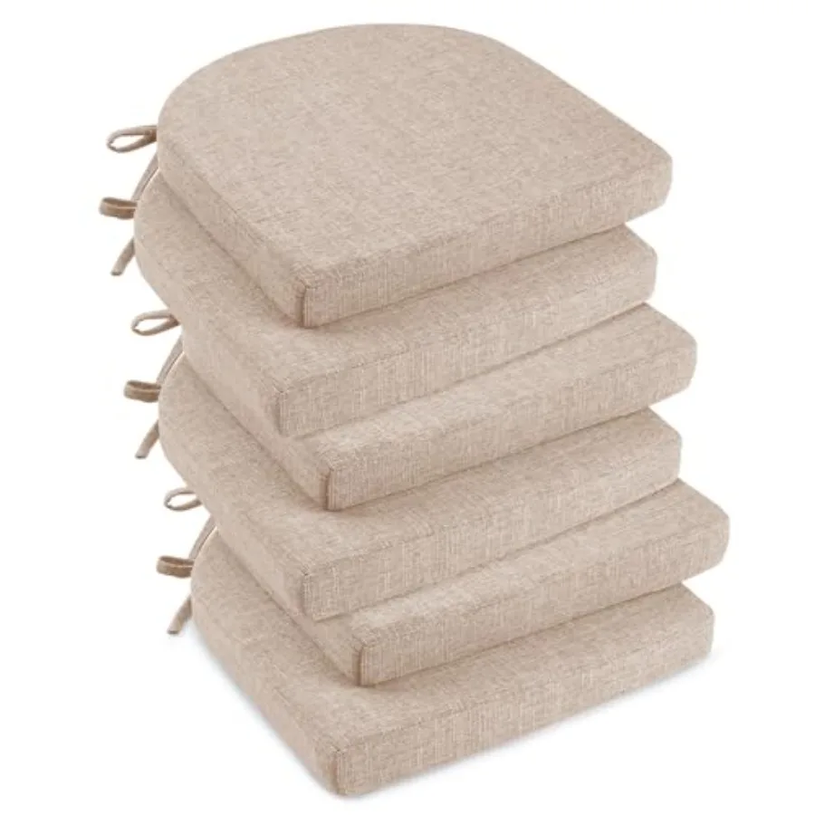 

Indoor Chair Cushions for Dining ChairsKitchen Chair Pads with Ties and Non-Slip Backing 16 x 16 x 2 Oatmeal Beige 6 Pack