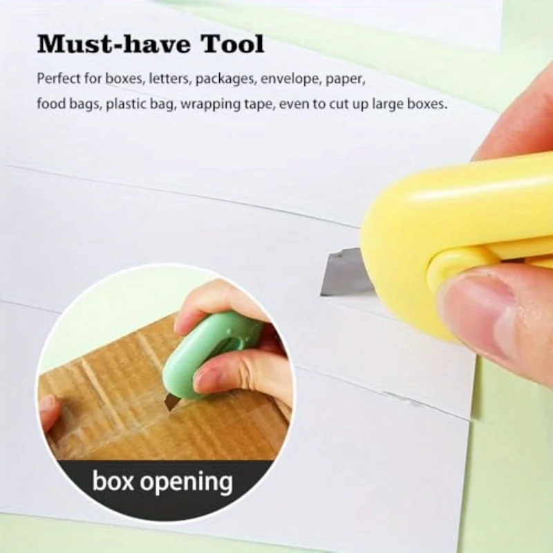 4pcs mini box knives with retractable letter openers, cute pig shaped small cutting tools, portable packaging