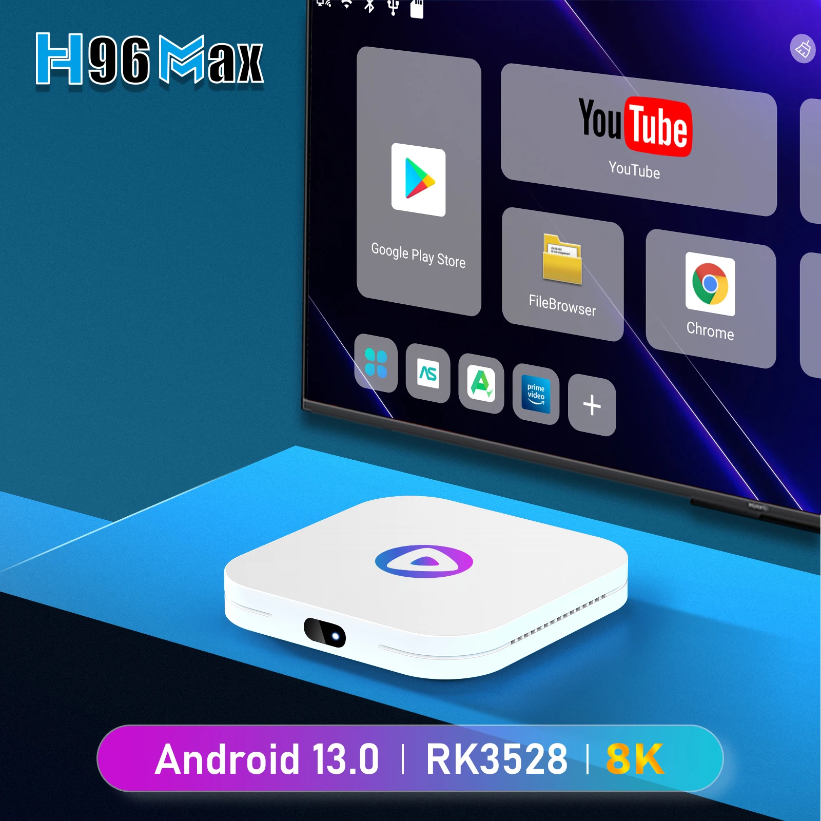 H96MAX M1 Smart TV Box Android 13 Rockchip 3528 Quad Core Support 4K Video Decoding BT 4.0 Media Player Set Top Box