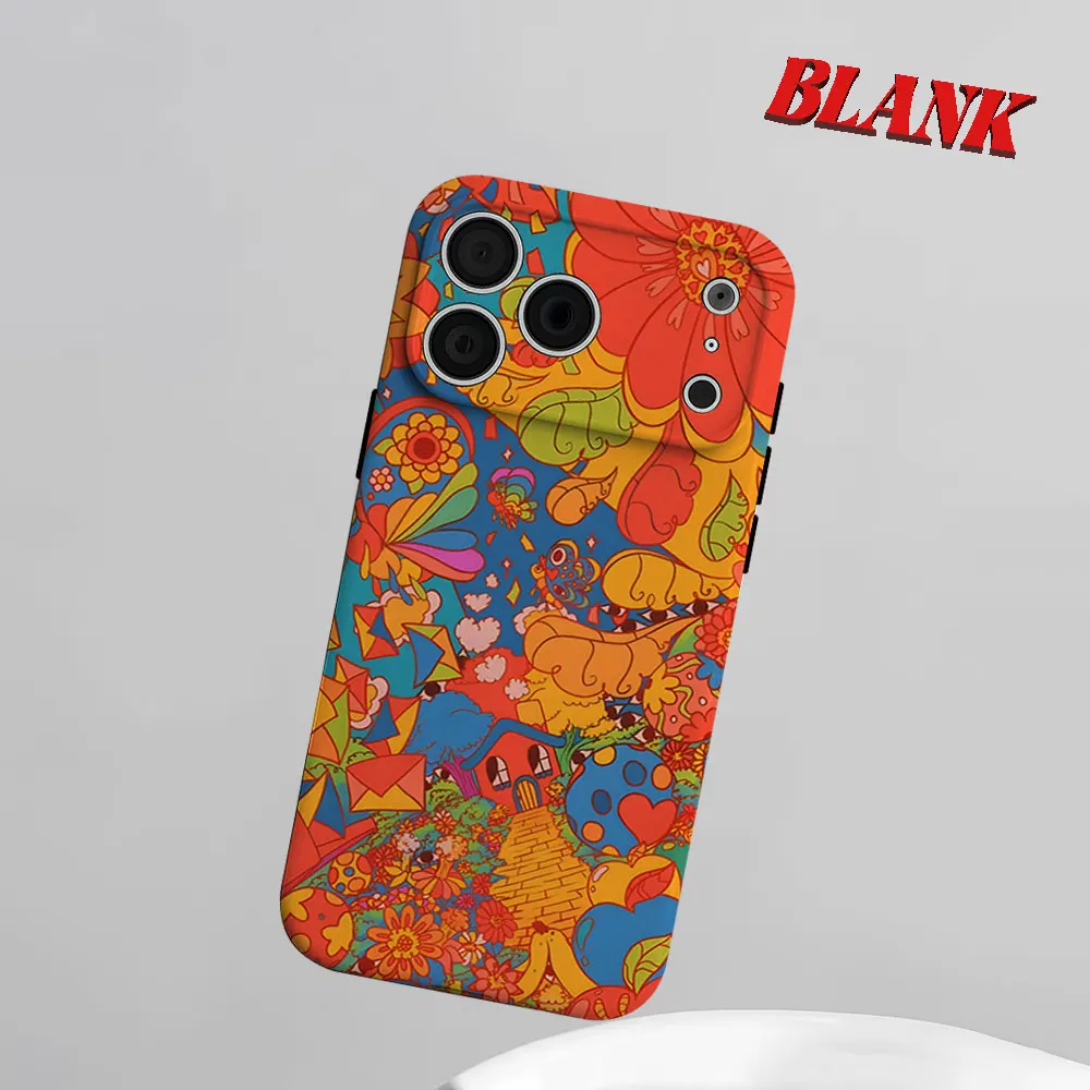 

Psychedelic Flower Art 2-in-1 Phone Case For iPhone 17 16 15 14 13 Pro Max Air 16e INS Flower Hard PC Bumper Cover Coque
