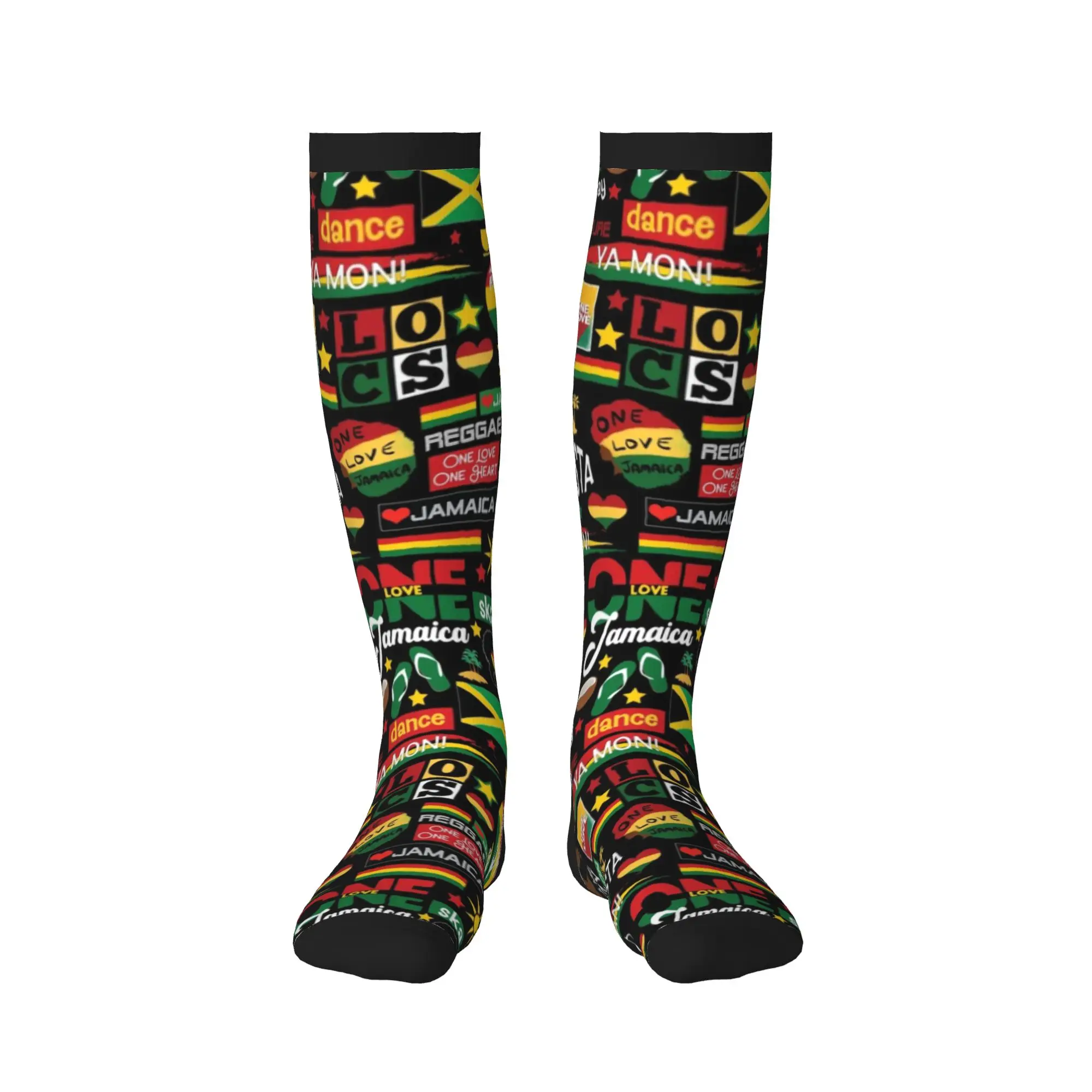 Jamaica One Love Culture Pattern Men's Sports Compression Socks Unisex Cute 3D Printing  Dress Socks