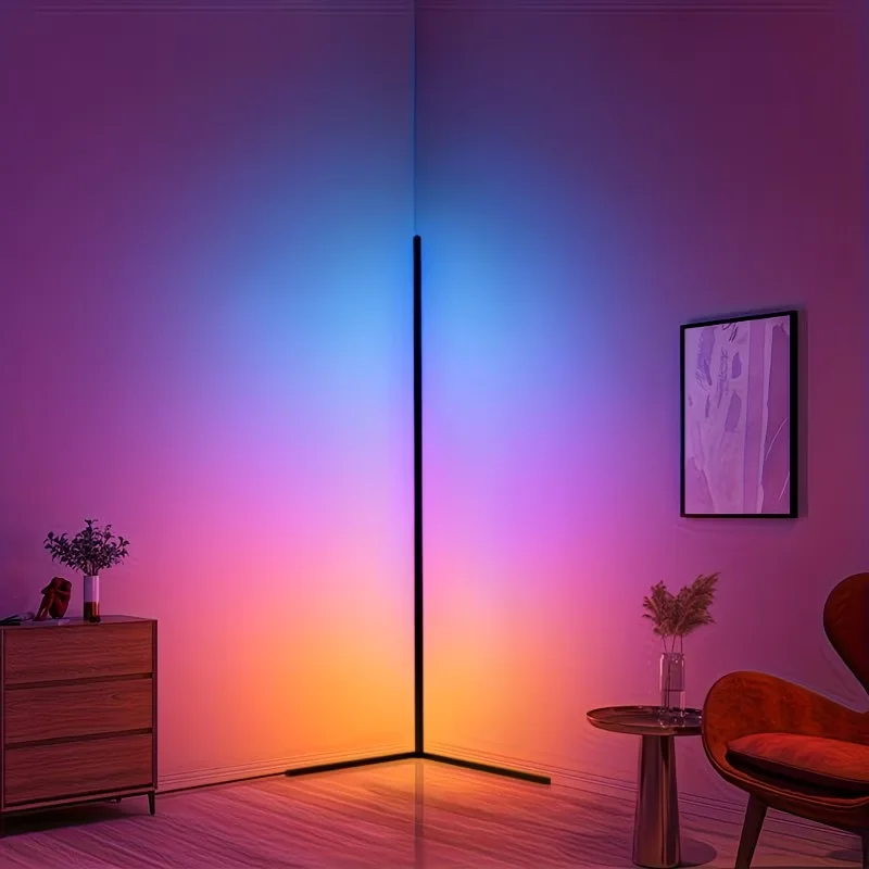 Lámpara de pie de esquina, luces de esquina LED RGB inteligentes con control remoto y aplicación, para sala de estar, dormitorio, sala de juegos, fácil de instalar, 1 ud.