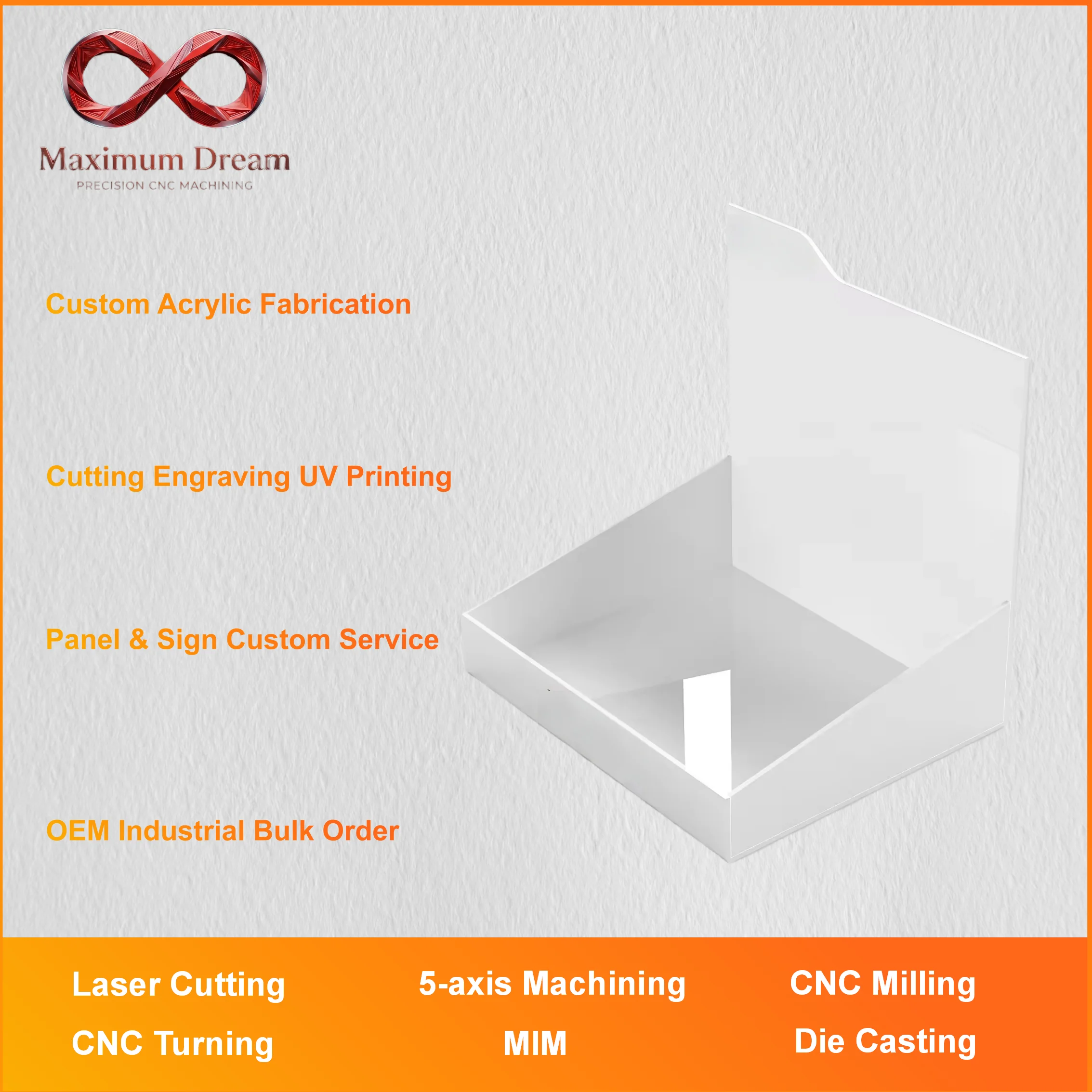 OEM Custom Acrylic Sign Board Laser Engraving UV Printing Bending Polishing Commercial Display Components
