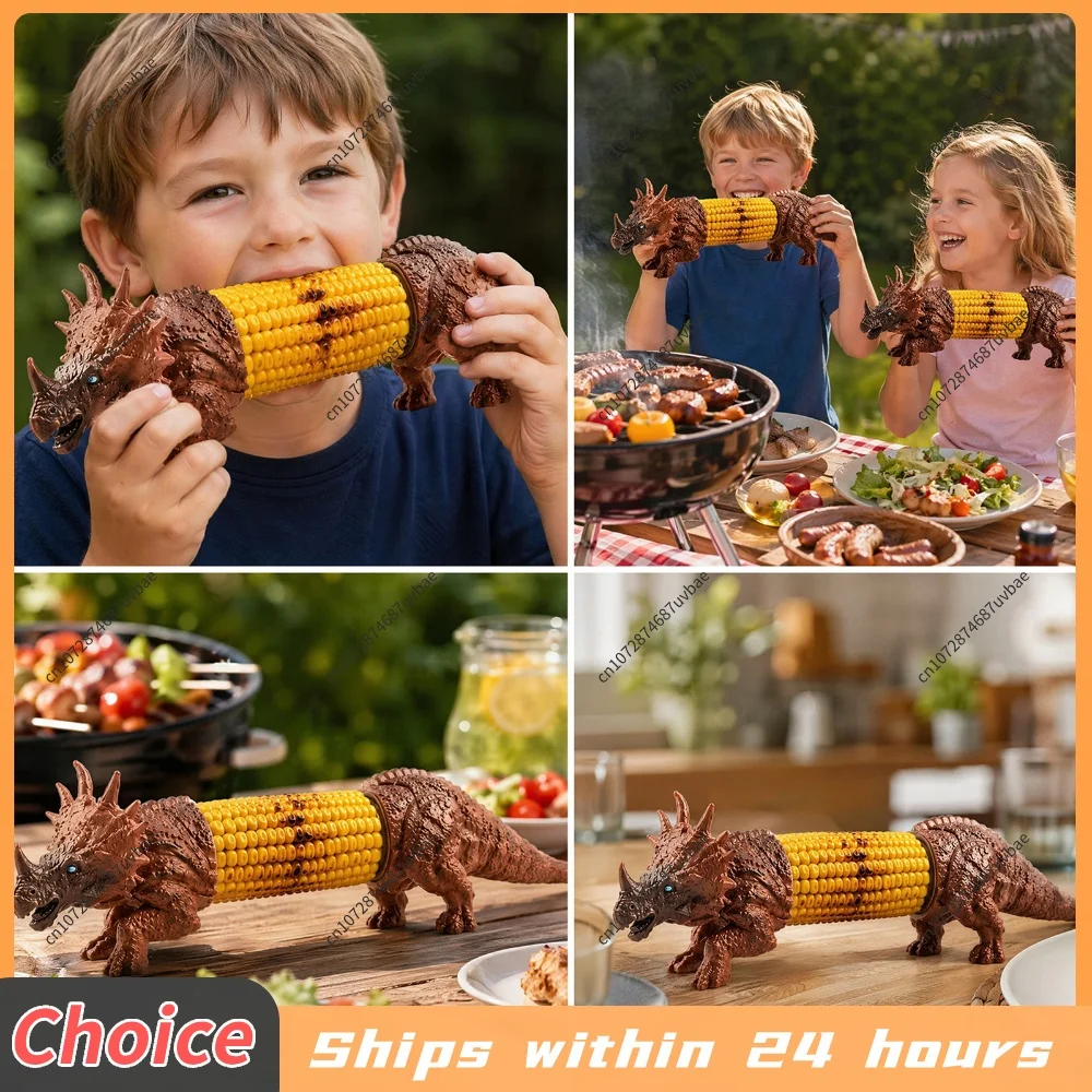 Reusable Sweetcorn Storage Holders Dinosaur Corn Cob Stand Action Figures Collection - Toy for Children Kids Novel Toys
