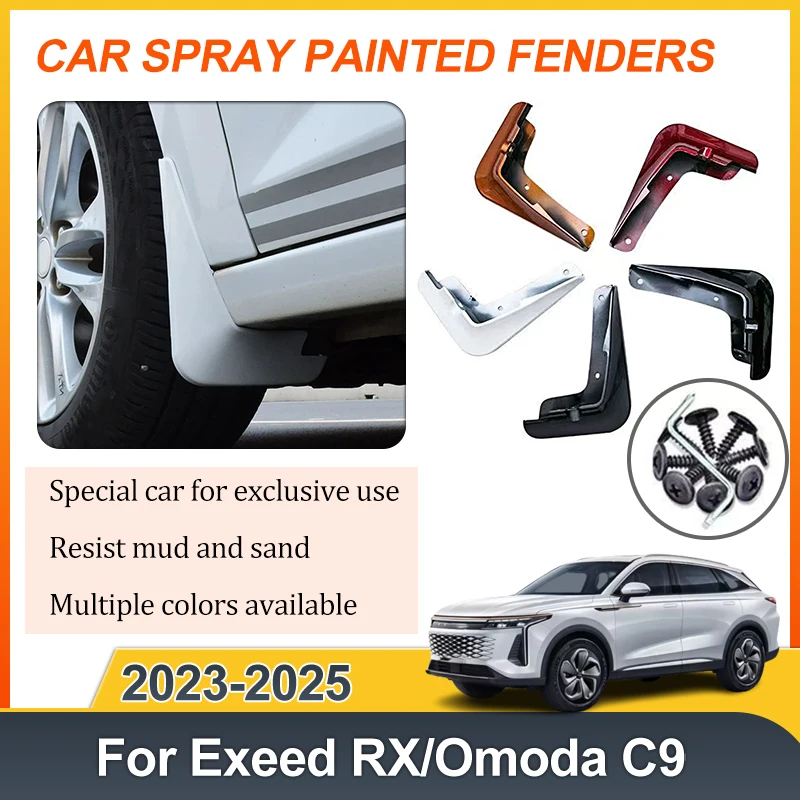 

4pcs Car Front Rear Fender For Exeed RX Accessories Omoda C9 9 2023-2025 Mud Flaps Splash Guards Mudguards Baking Paint Mudflap