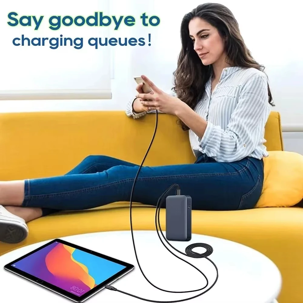NNBILI 5A 2 in 1 Fast Charging Cable Y Splitter USB to Type C Micro USB Data Cord for Samsung Huawei Xiaomi Redmi Phones