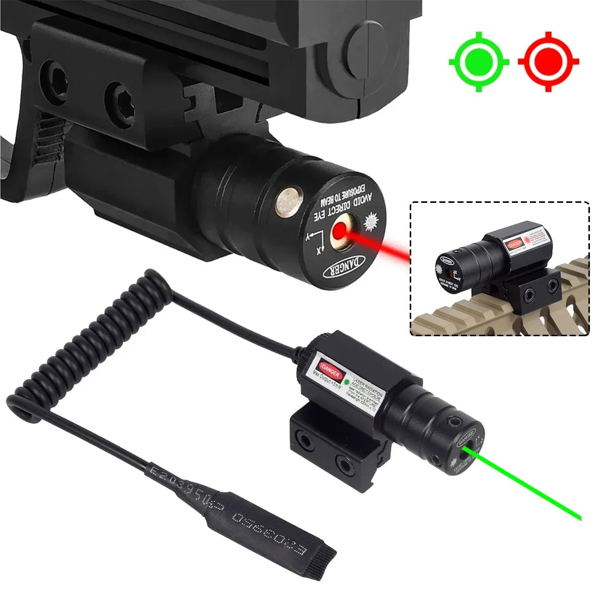 Tactical Red Green Dot Laser Sight 11mm 20mm Adjustable Picatinny Rail Mount Pistol Glock17 Airsoft Rifle Laser Bore Sight