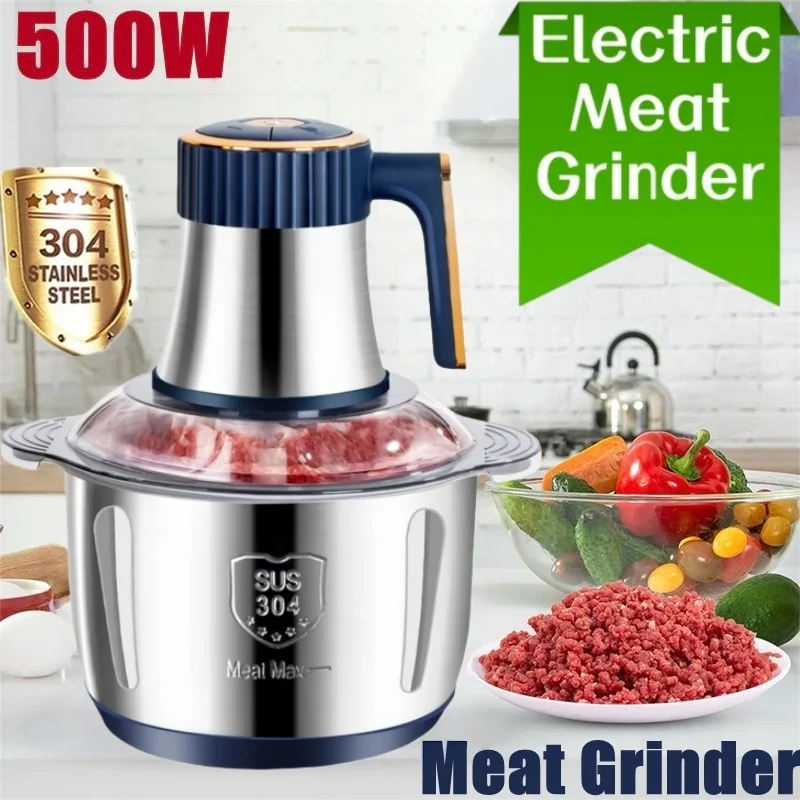 Multifunktionaler elektrischer Fleischwolf für Küche, Fleisch, Gemüse, Mixer, 5 große Kapazität, Küchenmaschine, Edelstahl-Fleischwolf