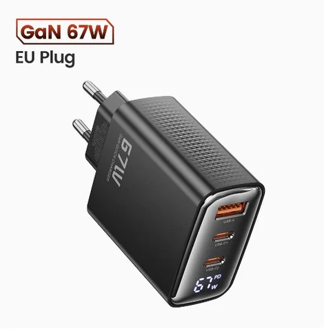 Toocki 67W GaN Зарядное устройство с дисплеем Quick Charge для ноутбуков — пример использования
