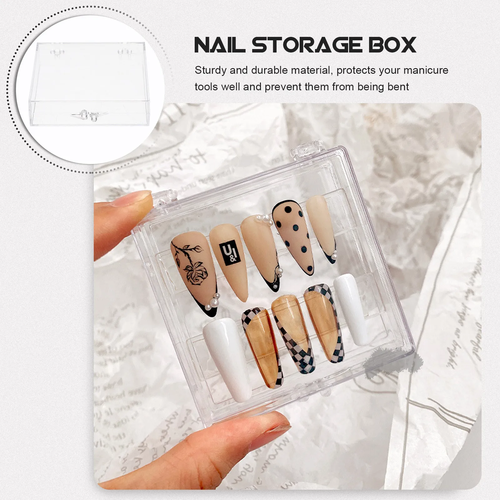 12Pcs Transparent Dust Proof Nail Pieces Storage Box for Salon Workbench Jewelry Organizer Strong Lightweight Portable Fake Nail