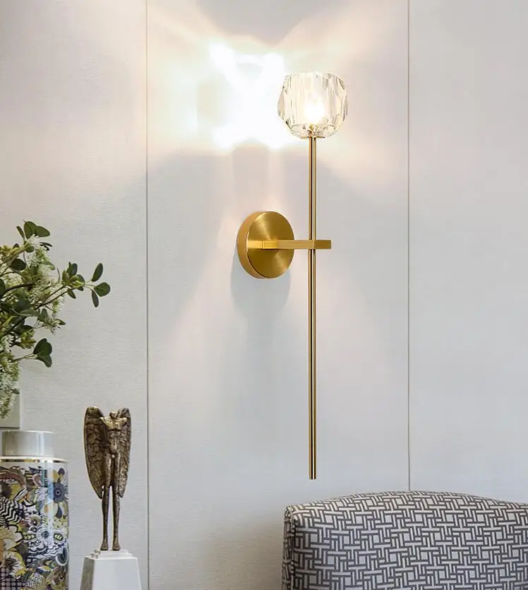 Modern Crystal Sconce Lamp G9 Wall Sconce Aisle Door Front Lights Sleeping Copper Wall Lights Bedside Lamp For Bedroom Fixtures
