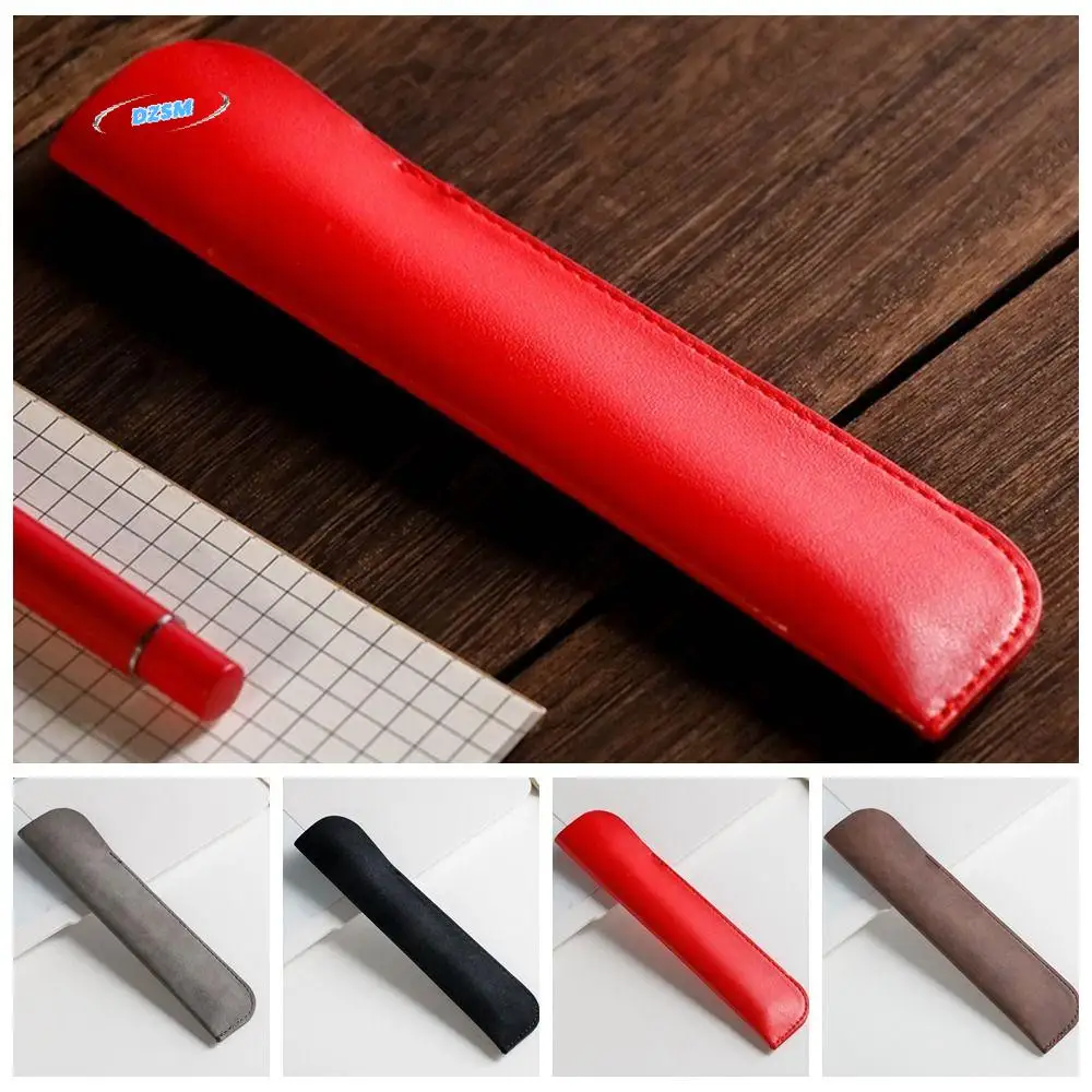 

Pen Case Pocket PU Leather Leather Pen Bag Half Open Handmade Pen Protective Bag Vintage Holder Pen Sleeve Pouch Stationery