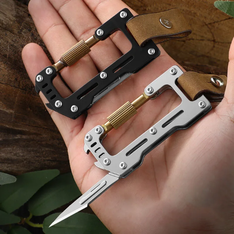 Multi Functional Portable Mountaineering Buckle Stainless Steel Art Knife Sharp Surgical Knife Express Open Box Keychain Knife