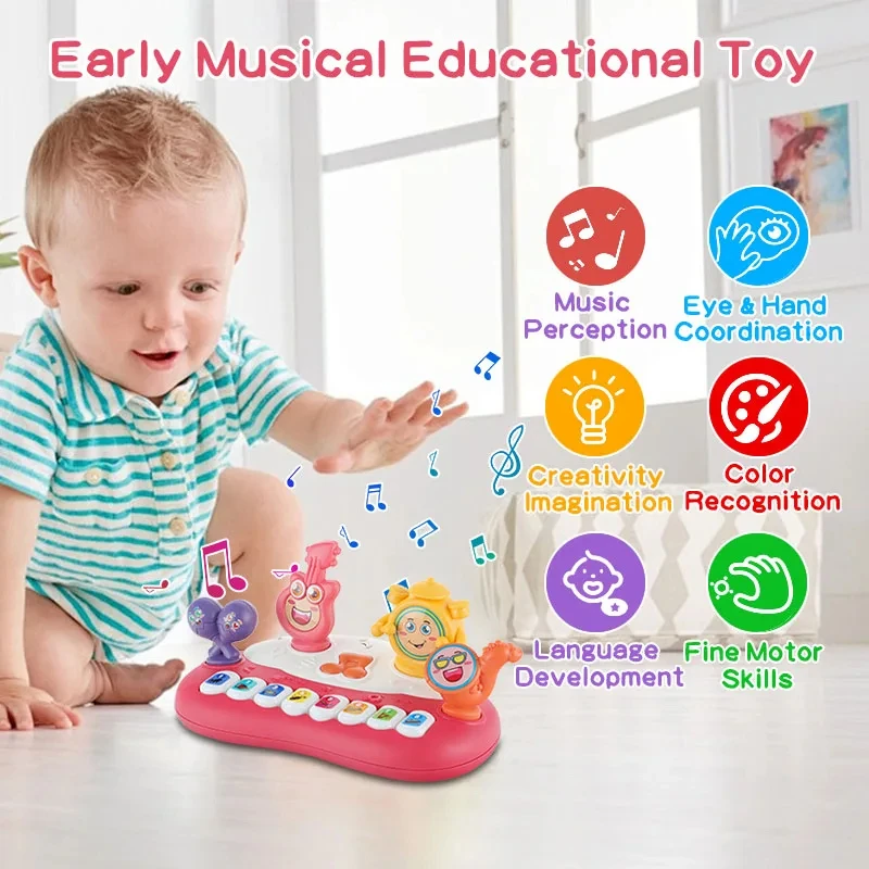 Baby dos-Jouets d'initiation d'orgue électronique pour enfants, dessin animé 3D, clavier musical TingPiano, cadeau pour garçon et fille