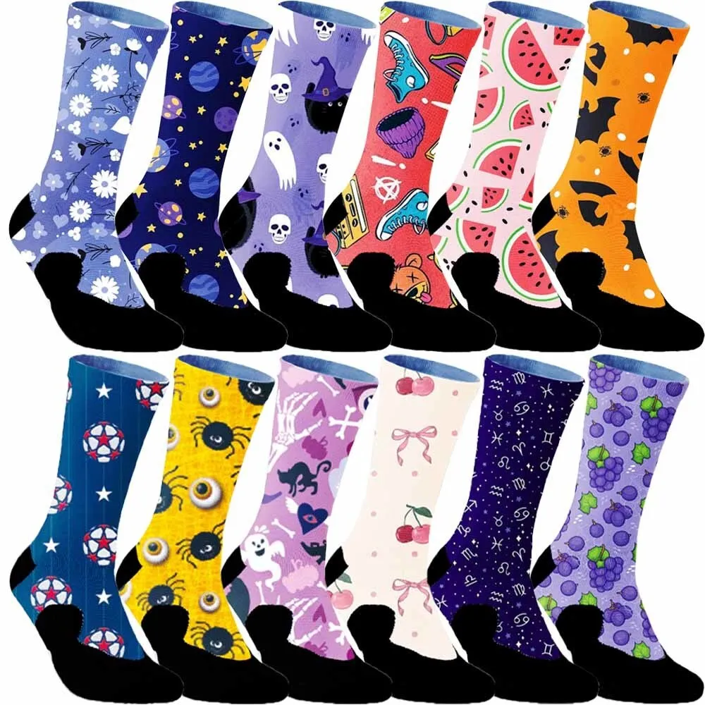 

2025 Trendy Hip Hop Element Pattern Sports Cycling Socks,Creative and Versatile for Men and Women,Moisture wicking,Breathable