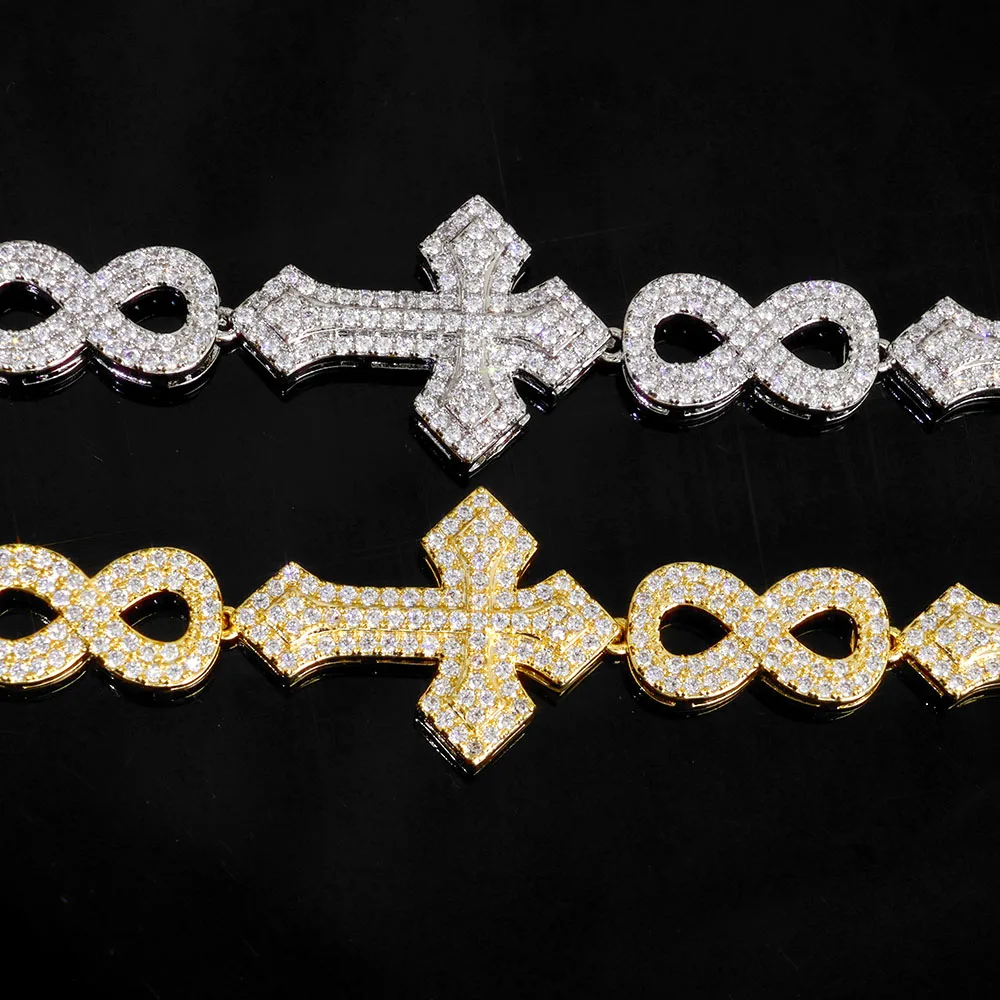 

HHIOK Hip Hop Style 8mm Cross Mixed Unlimited 8-shaped Iced Bracelet 5A Cubic Zirconia Customized Fashion Jewelry Bracelet