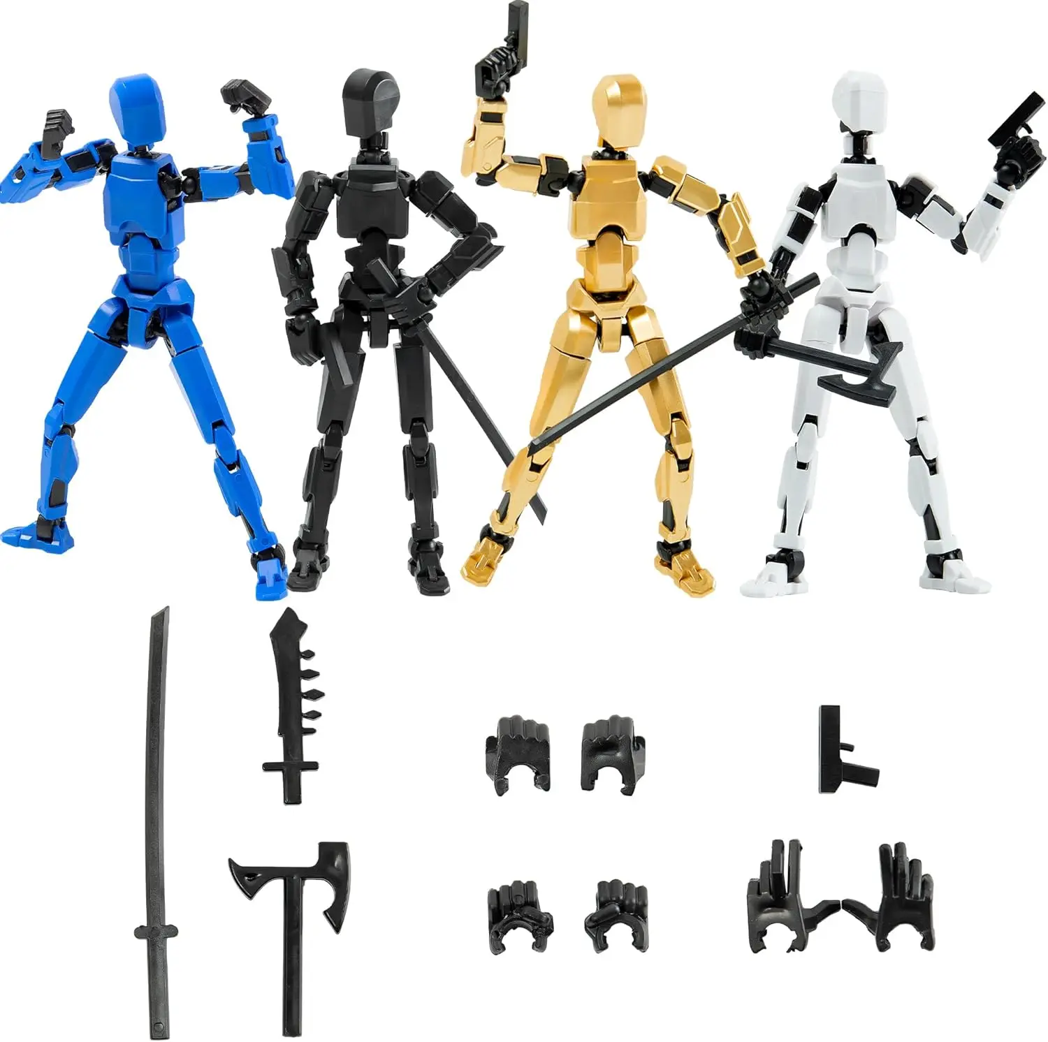 

4PCS Assembled Titan T13 Action Figure Set Lucky Dummy Nova 13 Action Figure Robot Fidget Toy for kid Multi Movable Gifts Toys