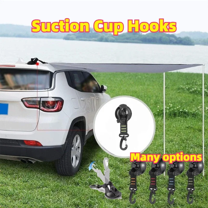 4Pcs Suction Cup Anchor Securing Hook Tie Down Camping Tarp As Car Side Awning Pool Tarps Tents Securing Hook Universal Travel
