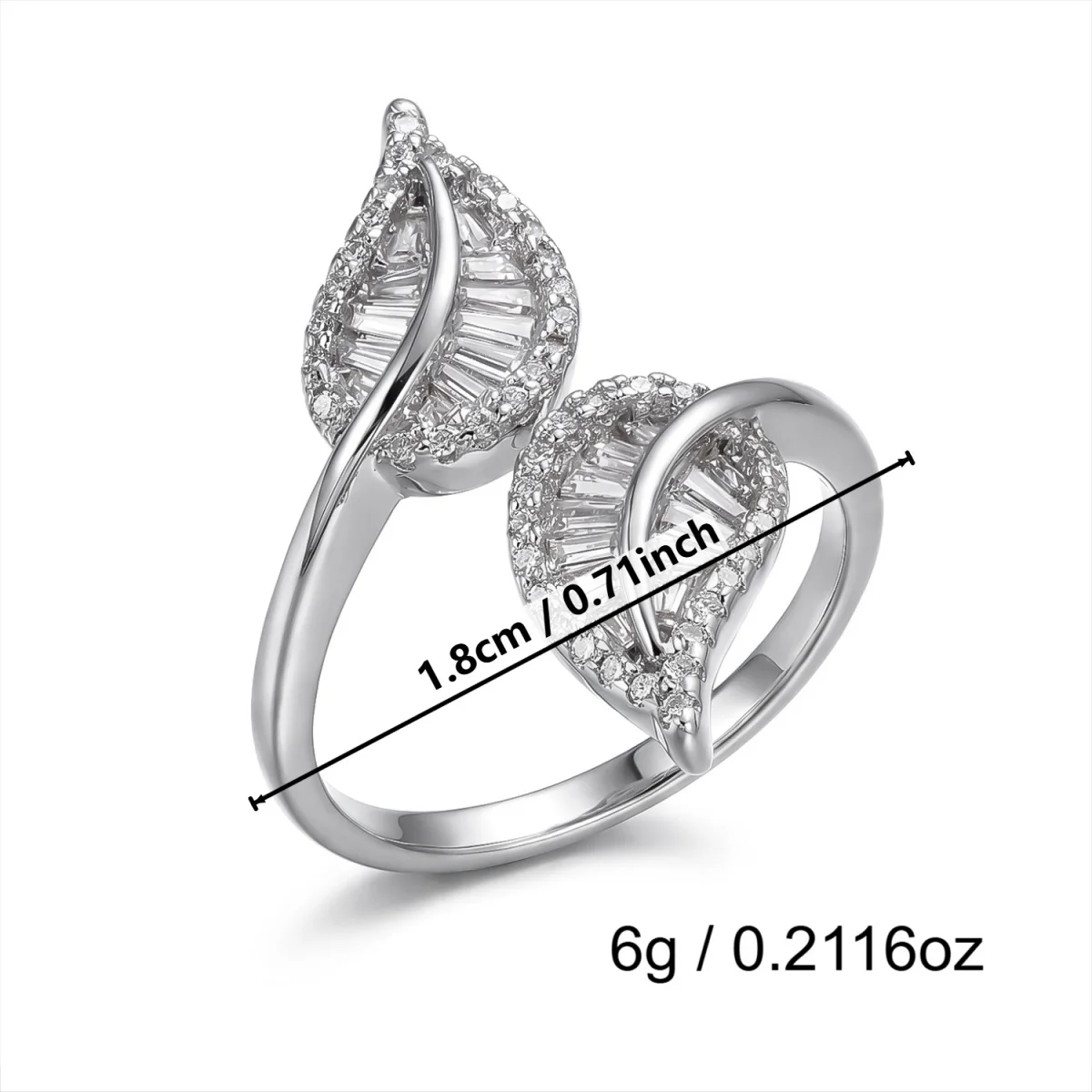 Vintage elegante, mit Blättern und CZ-Zirkon verzierte Öffnungsringe für Damen und Herren, zarter, glänzender Feder-Fingerring, Party- und Eheringe, Schmuck – Detail 17