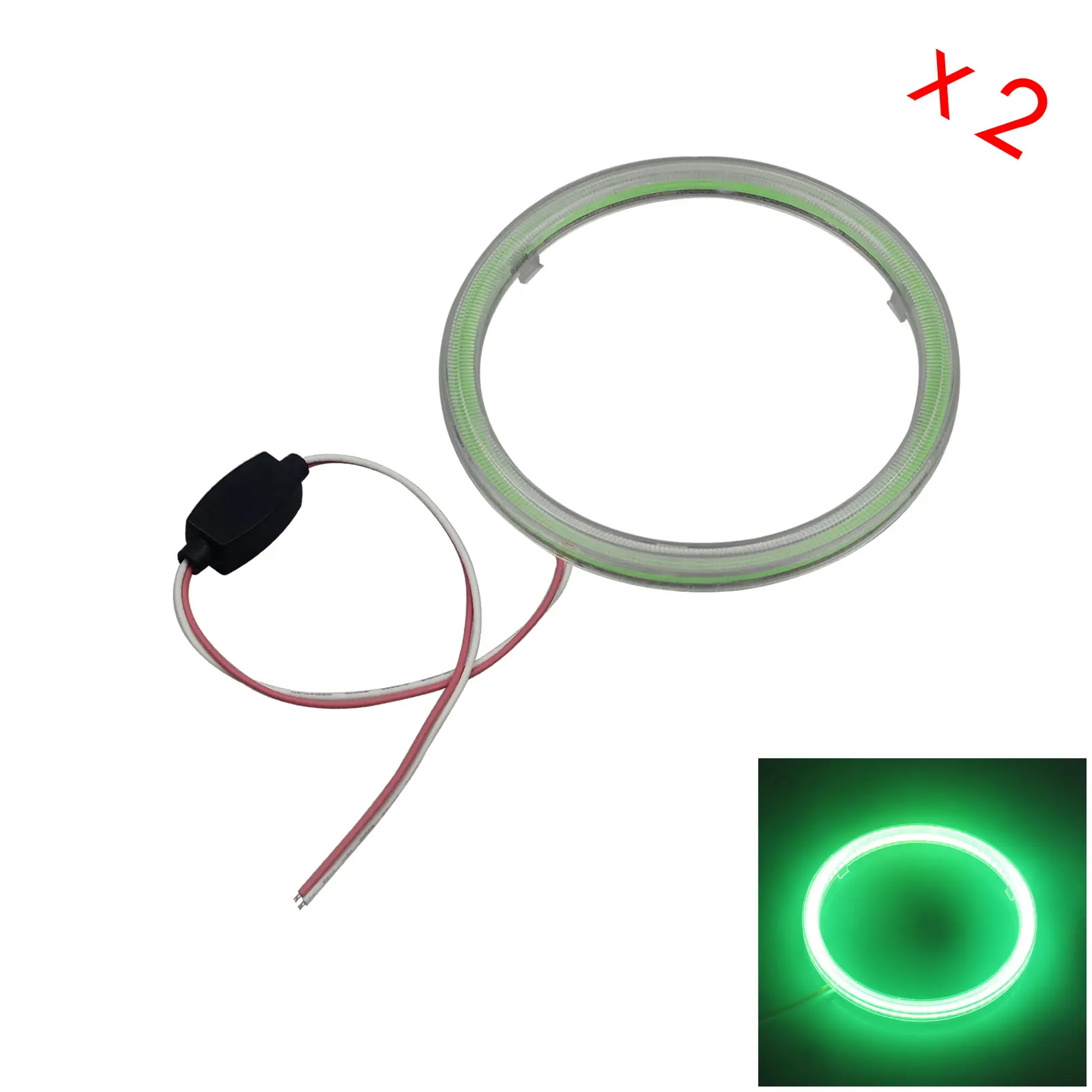 2x Green Rv Angel Eye Halo Rings Lamp Signal Light 110MM Cover 1 COB LED Z5090